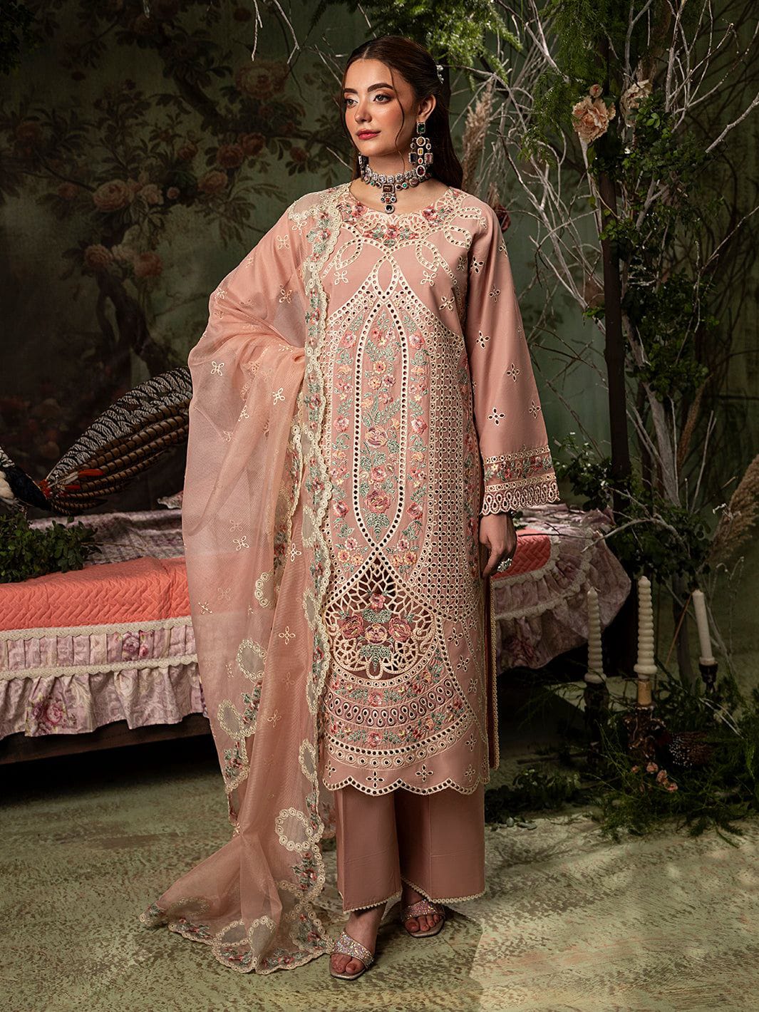 3 Piece Unstitched Embroidered Suit