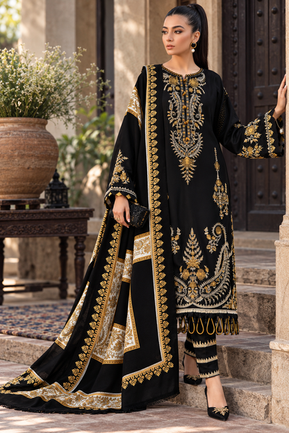 3 Piece Unstitched Embroidered Suit