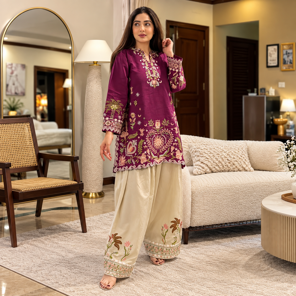 3 Piece Unstitched Embroidered Suit