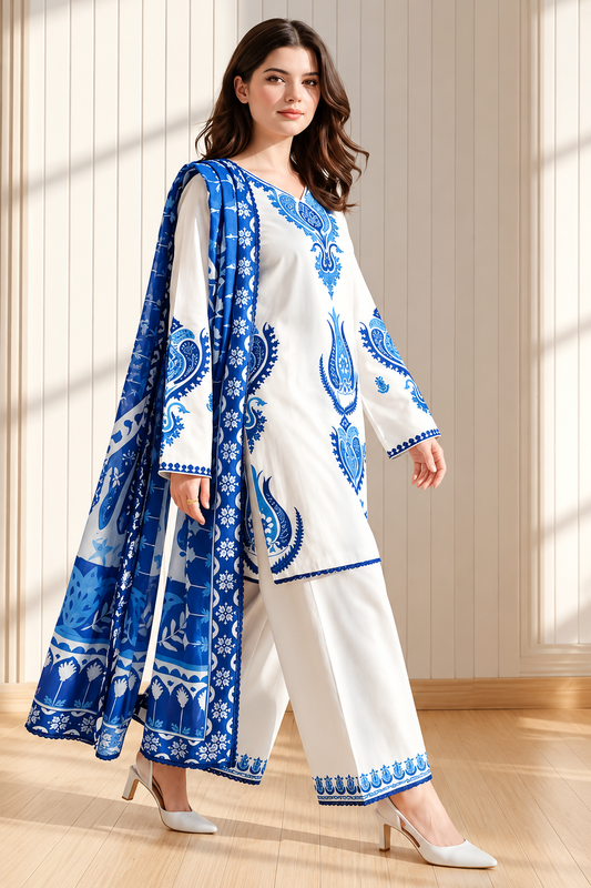3 Piece Unstitched Embroidered Suit