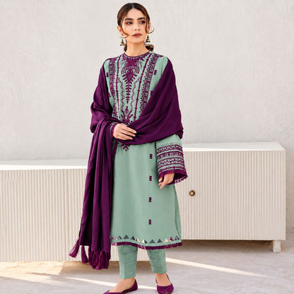3 Piece Unstitched Embroidered Suit