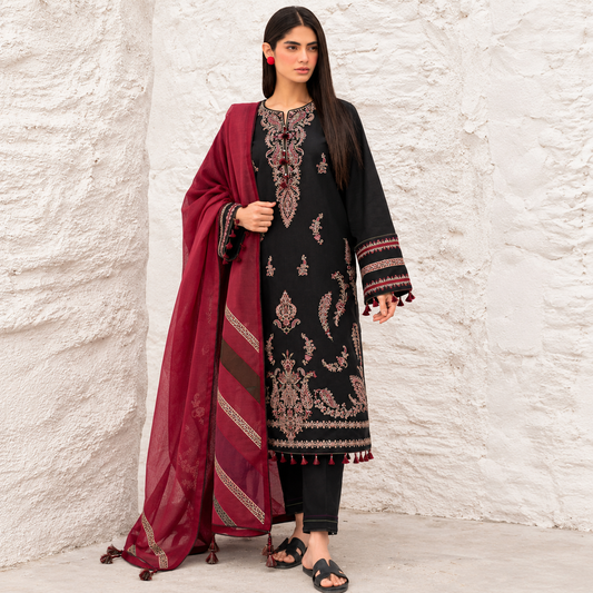 3 Piece Unstitched Embroidered Suit