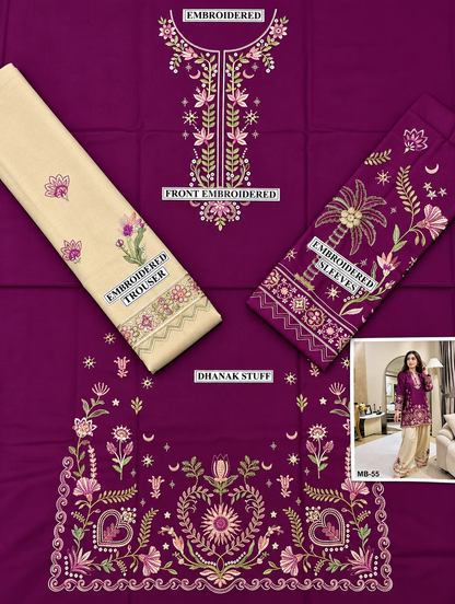 3 Piece Unstitched Embroidered Suit