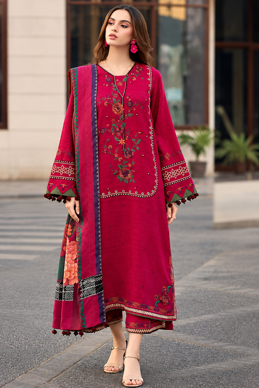 3 Piece Unstitched Embroidered Suit