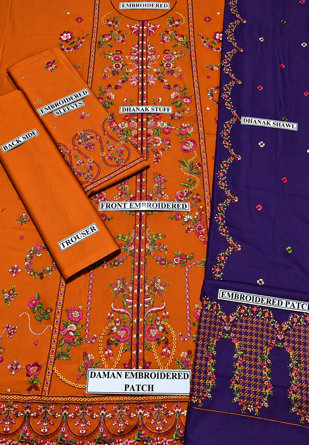 3 Piece Unstitched Embroidered Suit
