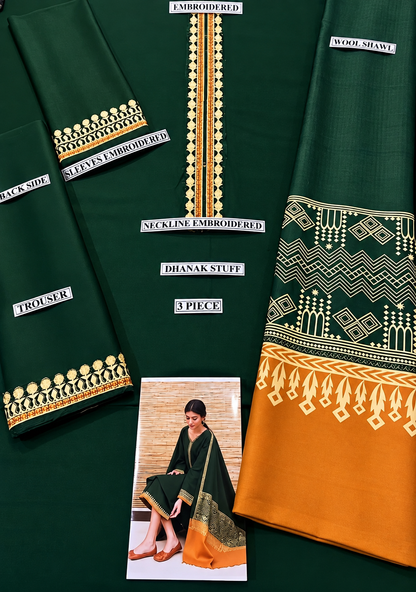 3 Piece Unstitched Embroidered Suit