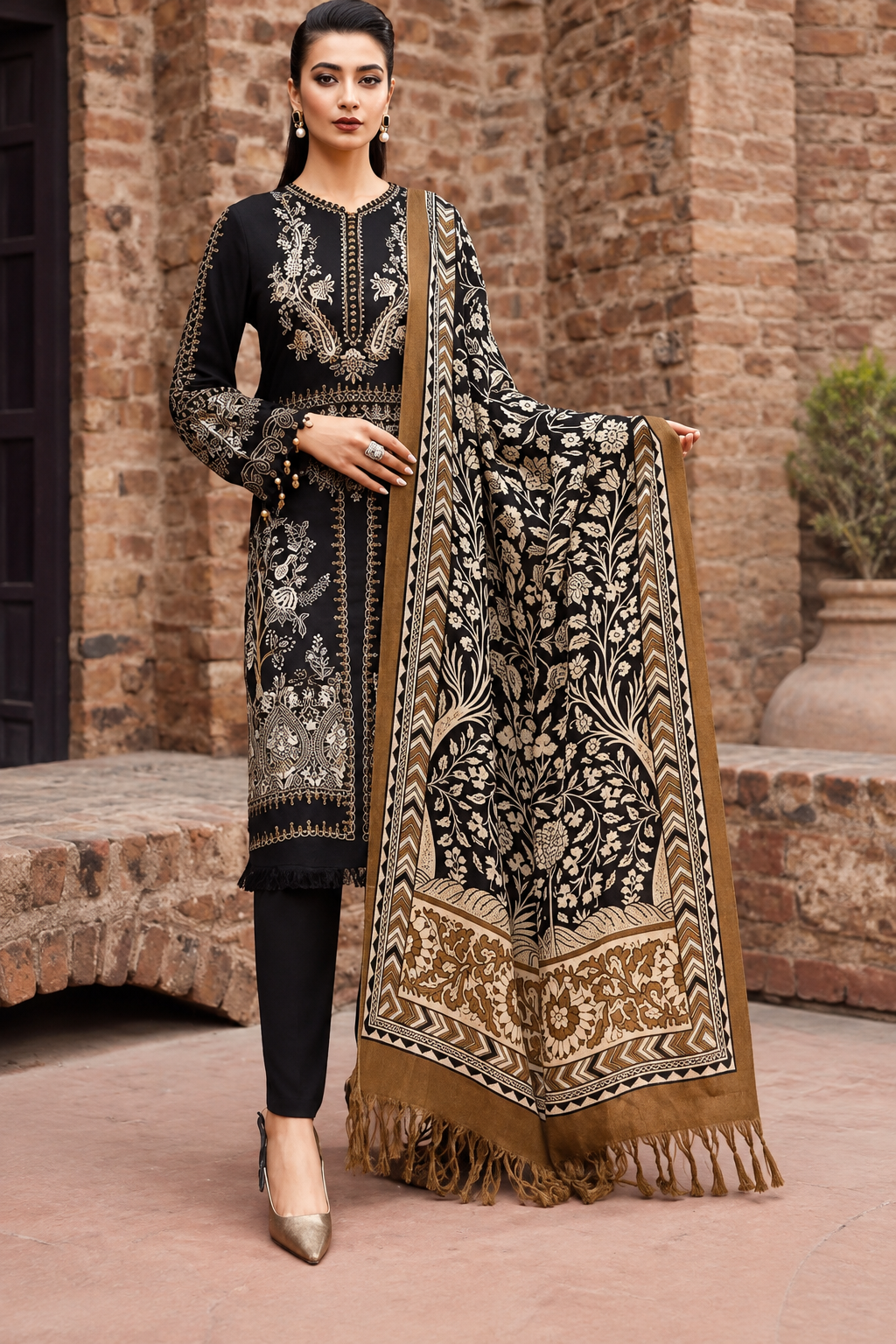 3 Piece Unstitched Embroidered Suit