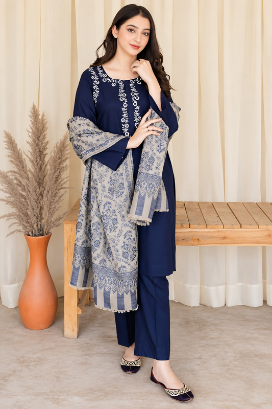 3 Piece Unstitched Embroidered Suit