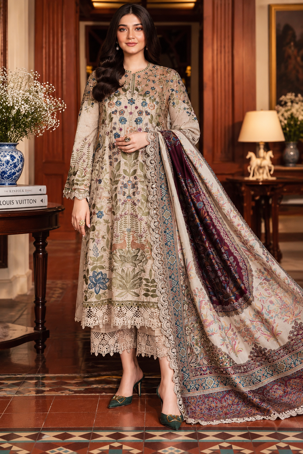 3 Piece Unstitched Embroidered Suit