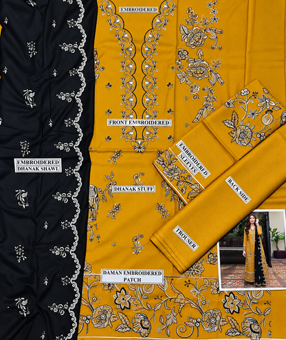 3 Piece Unstitched Embroidered Suit