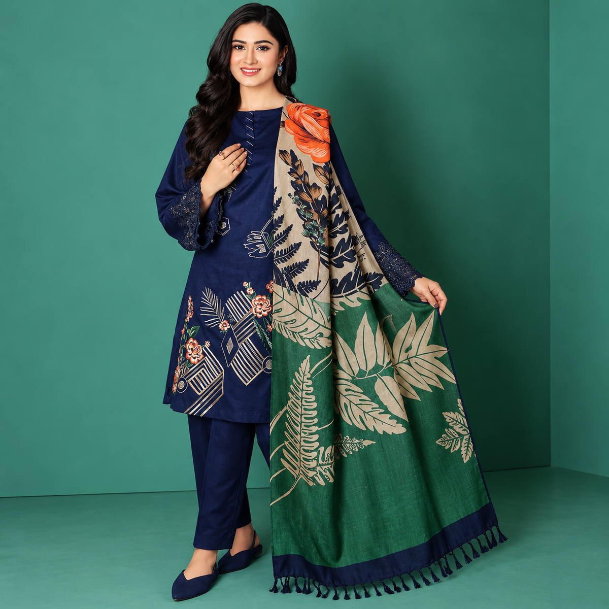 3 Piece Unstitched Embroidered Suit